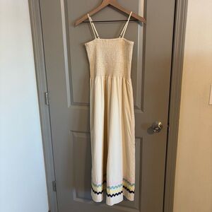 Sail to Sable Smocked Ric Rac Midi Sun Dress Size Small